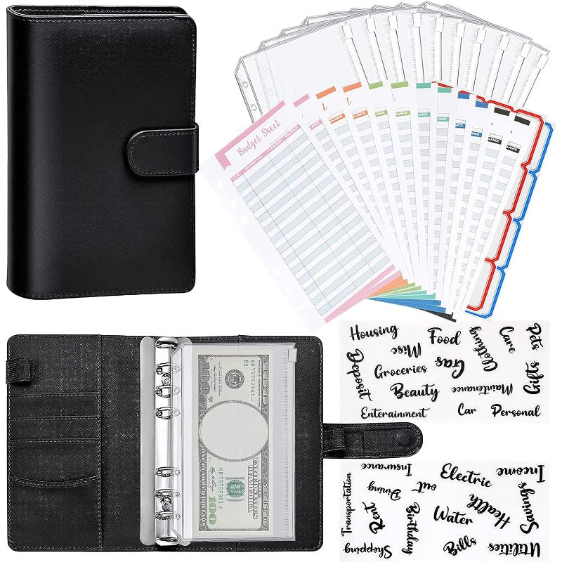 PU Leather Budget Planner A6 Cash Envelope Binder