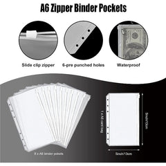 PU Leather Budget Planner A6 Cash Envelope Binder