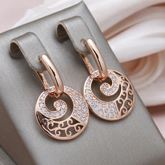 Golden Drop Earrings Rhinestone Circle Crystal Jewelry Zircon Dangle Earrings