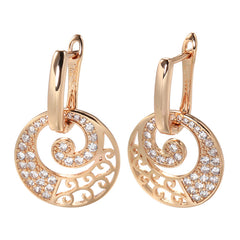 Golden Drop Earrings Rhinestone Circle Crystal Jewelry Zircon Dangle Earrings