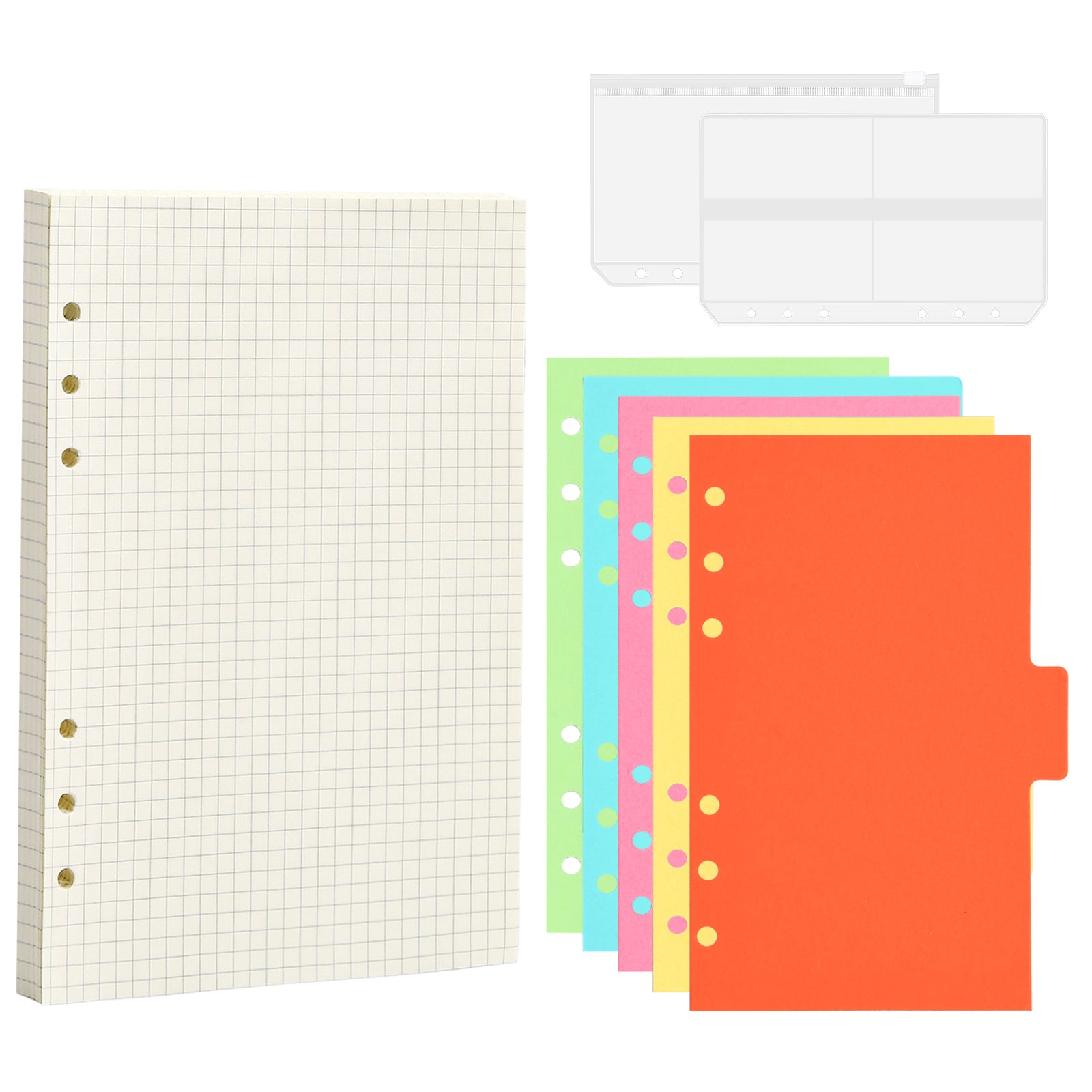 A6 Refillable Paper Set Lined Inserts 80 Sheets for 6 Ring Binder Notebook