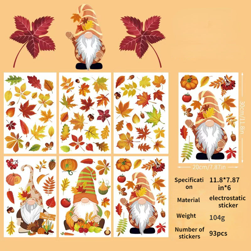Autumn Window Decoration Thanksgiving Adhesive Stickers DIY Glass Decor