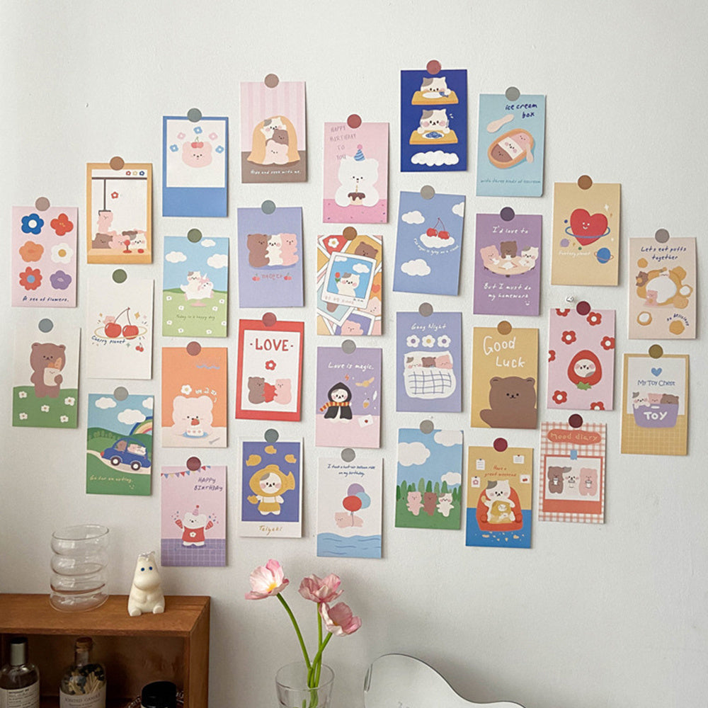 30pcs Maiden Heart Bear Postcard Set for Room Decoration
