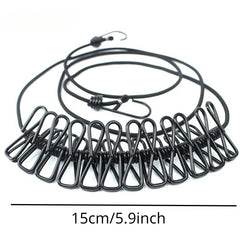 Portable Windproof Clothesline with 12 Clips