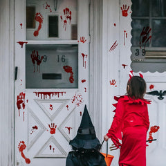8pcs Halloween Bloody Hand Footprint Window Stickers with Scraper