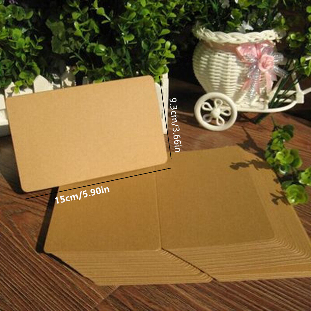 5pcs DIY Folding Greeting Card Cowhide Blank Half fold Card Letter Supplies