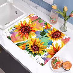 Colorful Sunflower Rubber Drain Mat - Dish Drying Mat