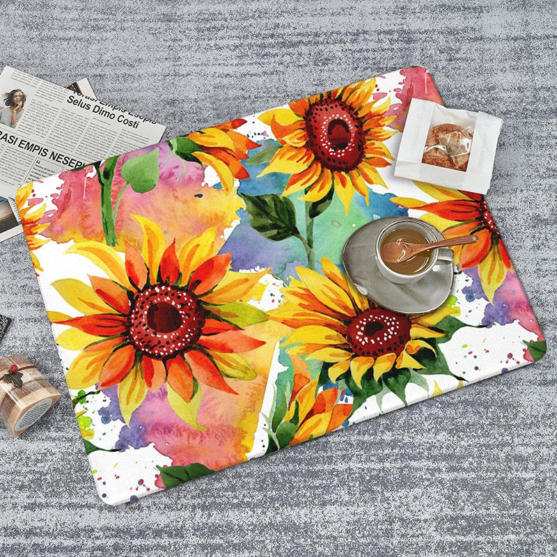 Colorful Sunflower Rubber Drain Mat - Dish Drying Mat