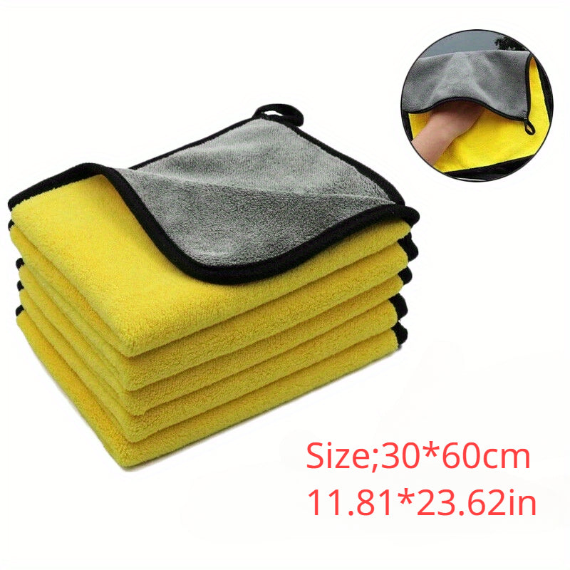 5pcs Double Layer Microfiber Cleaning Towels for Car Washing 500GSM