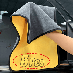 5pcs Double Layer Microfiber Cleaning Towels for Car Washing 500GSM
