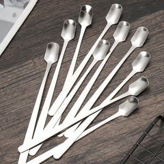 6pcs Stainless Steel Long Handle Mixing Square Spoons Coffee Ice Tea Stirrers