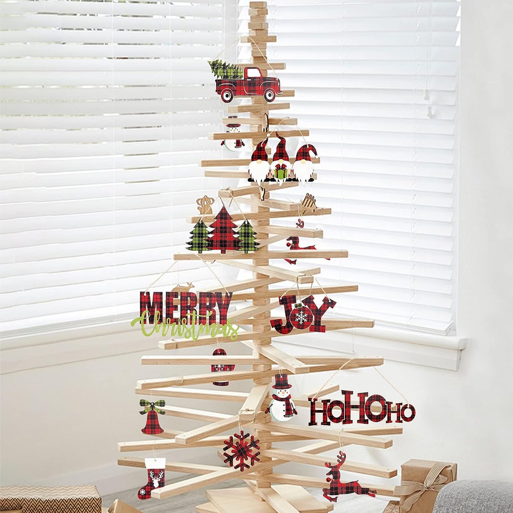 18pcs Retro Santa Claus Merry Christmas Wooden Decor