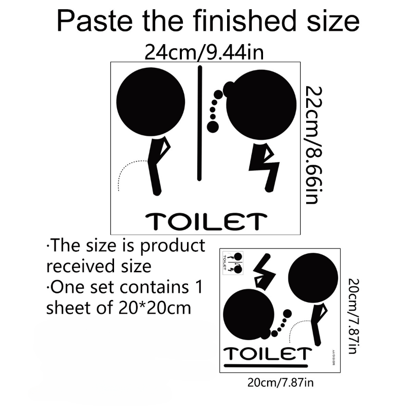 Funny Toilet Sign Removable Wall Stickers Decorative Self adhesive