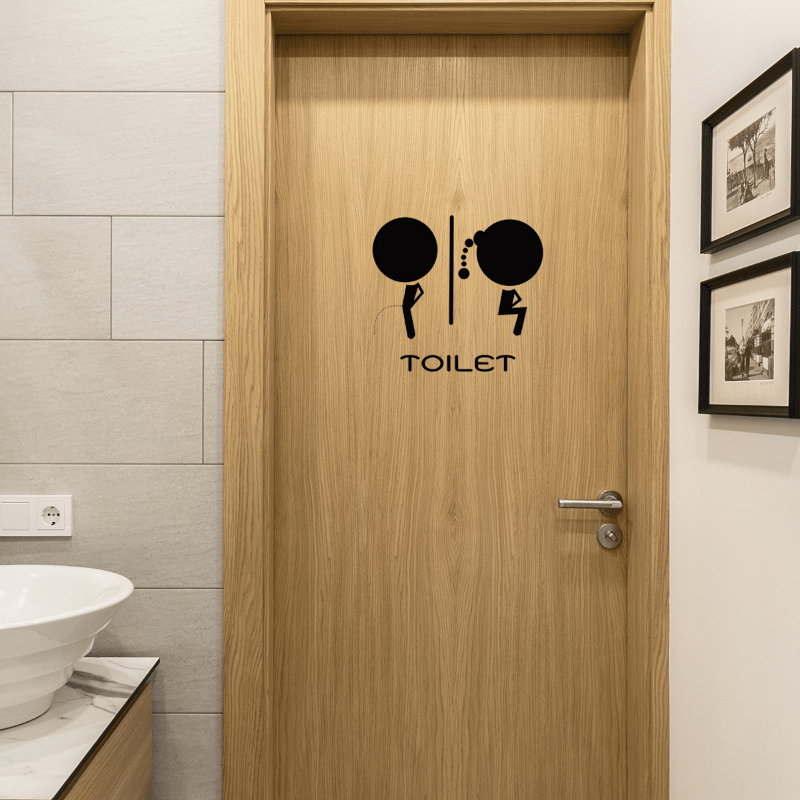 Funny Toilet Sign Removable Wall Stickers Decorative Self adhesive