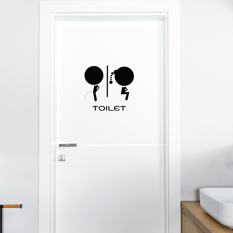 Funny Toilet Sign Removable Wall Stickers Decorative Self adhesive