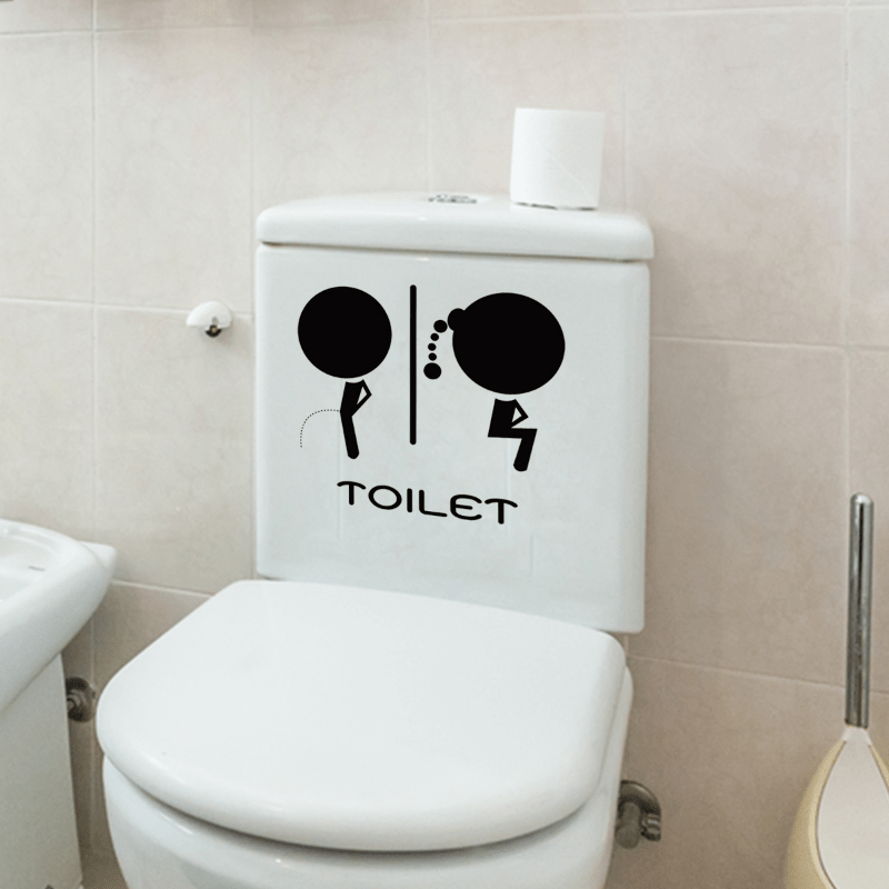 Funny Toilet Sign Removable Wall Stickers Decorative Self adhesive