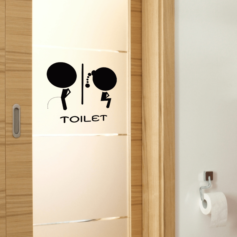 Funny Toilet Sign Removable Wall Stickers Decorative Self adhesive