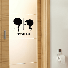 Funny Toilet Sign Removable Wall Stickers Decorative Self adhesive