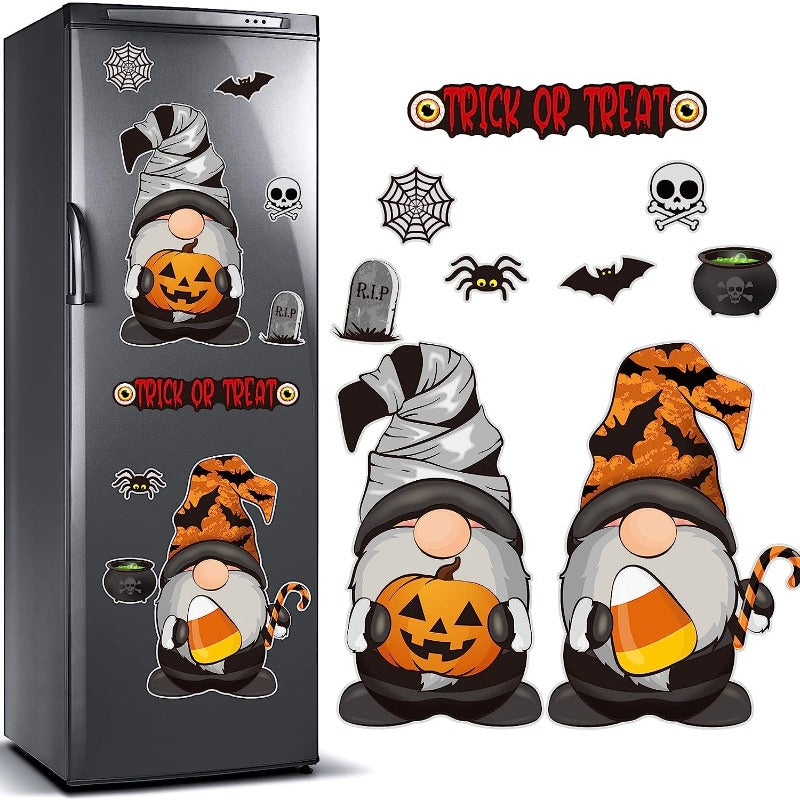 9pcs Holiday Gnome Fridge Magnets - Halloween & Christmas Decor for Kitchen