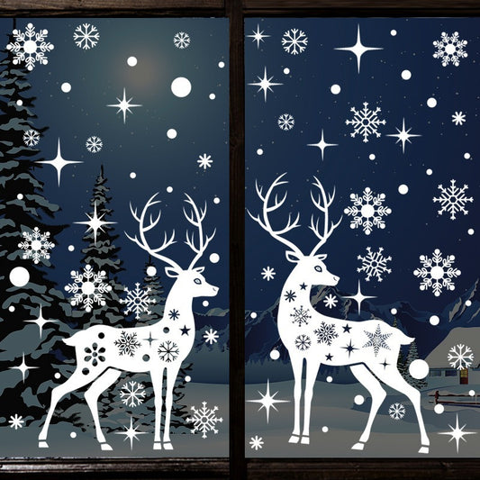 Elk Window Sticker Christmas Decoration Snowflake Sticker