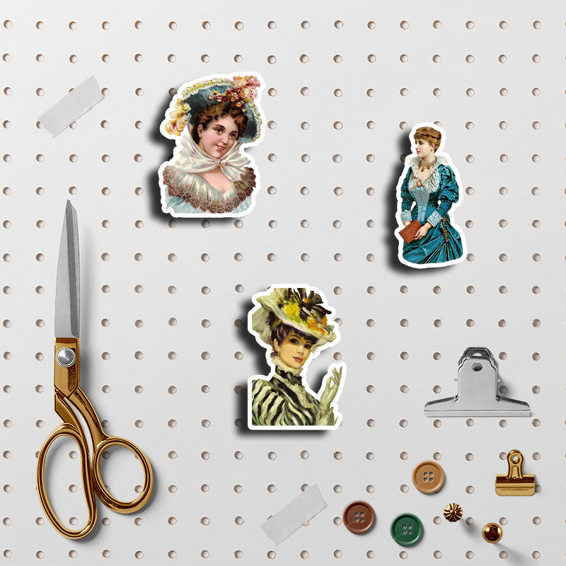 50pcs Retro Doll Vinyl Sticker for Water Bottle Laptops Phones