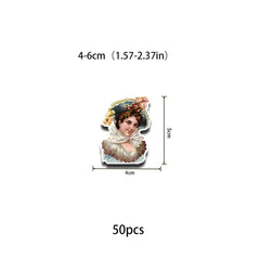 50pcs Retro Doll Vinyl Sticker for Water Bottle Laptops Phones