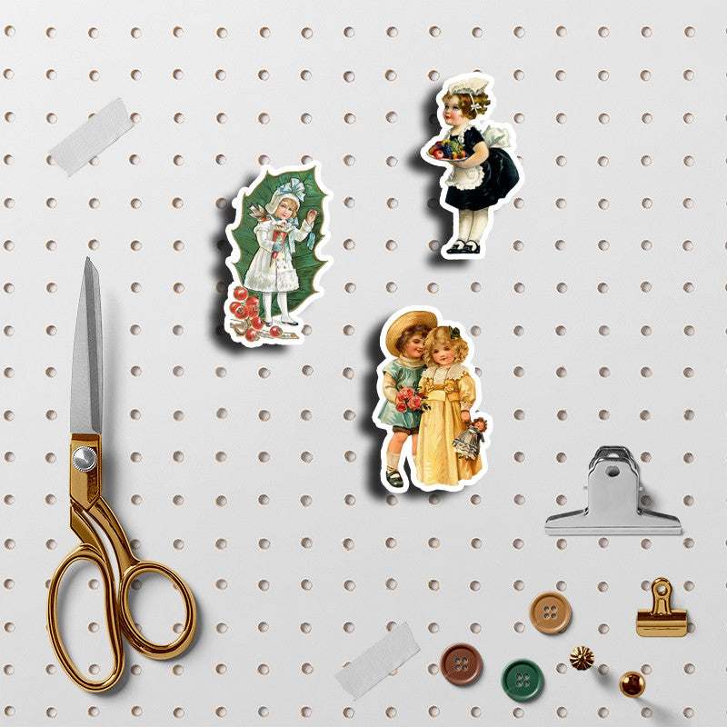 50pcs Retro Doll Waterproof Vinyl Sticker for Water Bottle Laptops