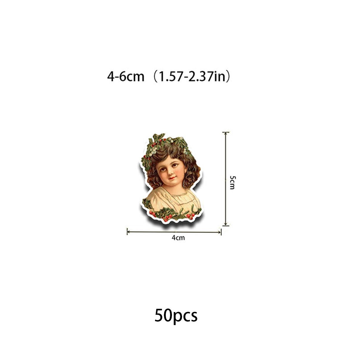 50pcs Retro Doll Waterproof Vinyl Sticker for Water Bottle Laptops