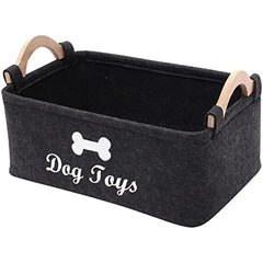 Dark Grey Felt Pet Toy Box Dog Toy Box Storage Basket Chest Organizer