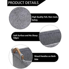 Dark Grey Felt Pet Toy Box Dog Toy Box Storage Basket Chest Organizer