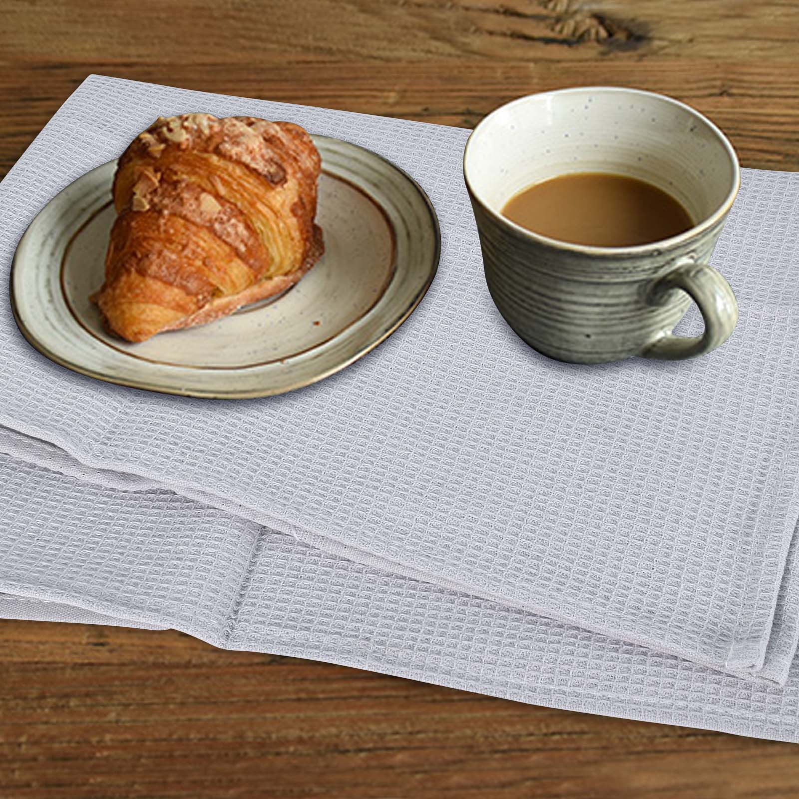 2pcs Cotton Tea Towels Absorbent Clths Solid Cleaning Rag for Household Bathroom