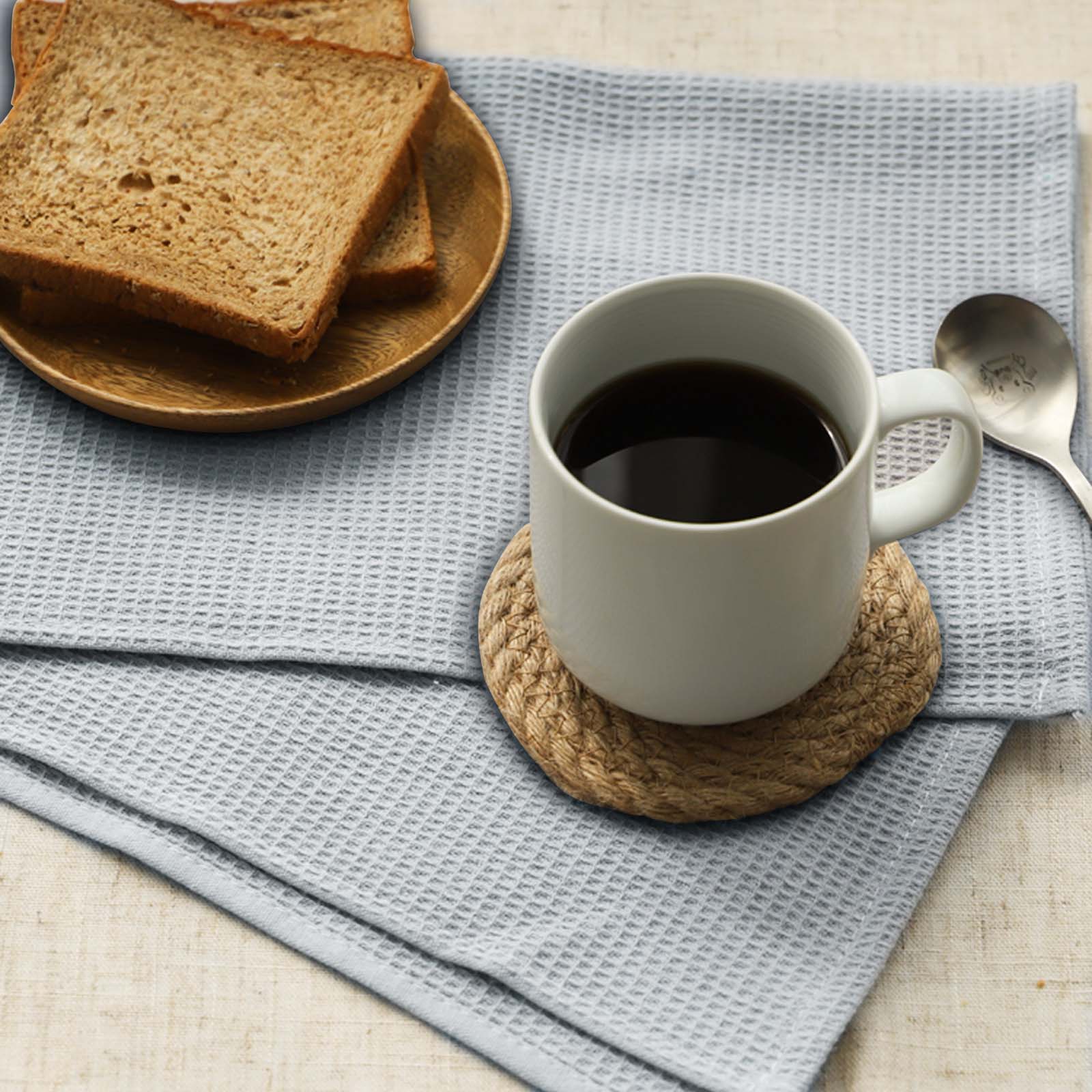 2pcs Cotton Tea Towels Absorbent Clths Solid Cleaning Rag for Household Bathroom