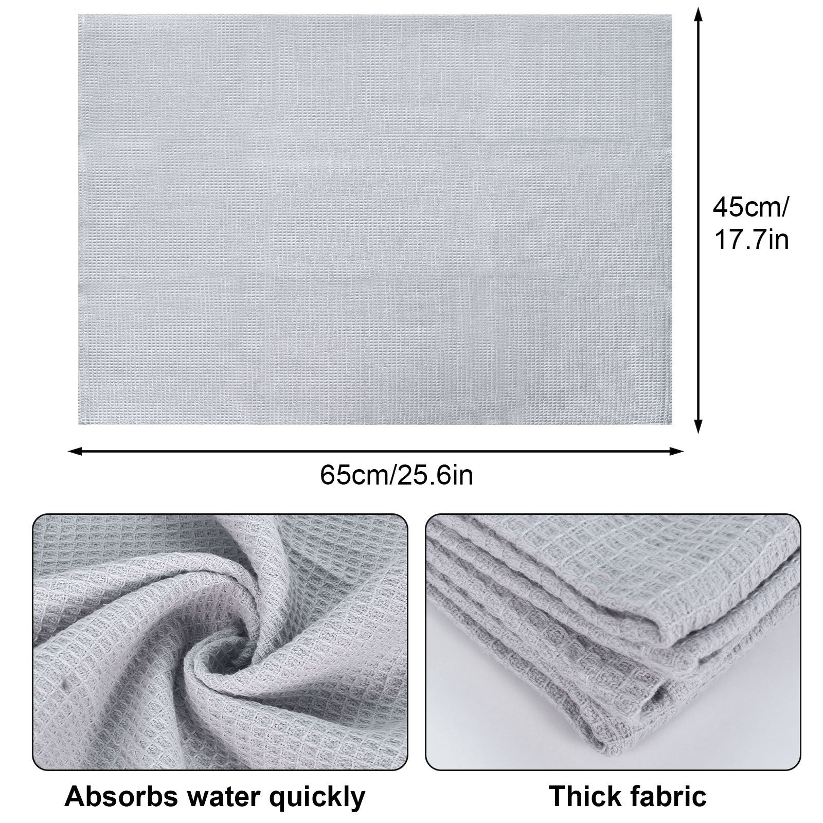 2pcs Cotton Tea Towels Absorbent Clths Solid Cleaning Rag for Household Bathroom