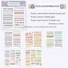 10 Sheets Cartoon Coil Stickers for DIY Decoration