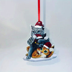 Acrylic Cat Christmas Hat Hanging Pendant for Holiday Party Decoration