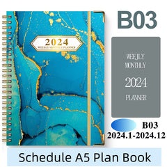 A5 English Schedule Planner Notebook w/ Coil Binding & Divider Pages