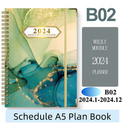 A5 English Schedule Planner Notebook w/ Coil Binding & Divider Pages