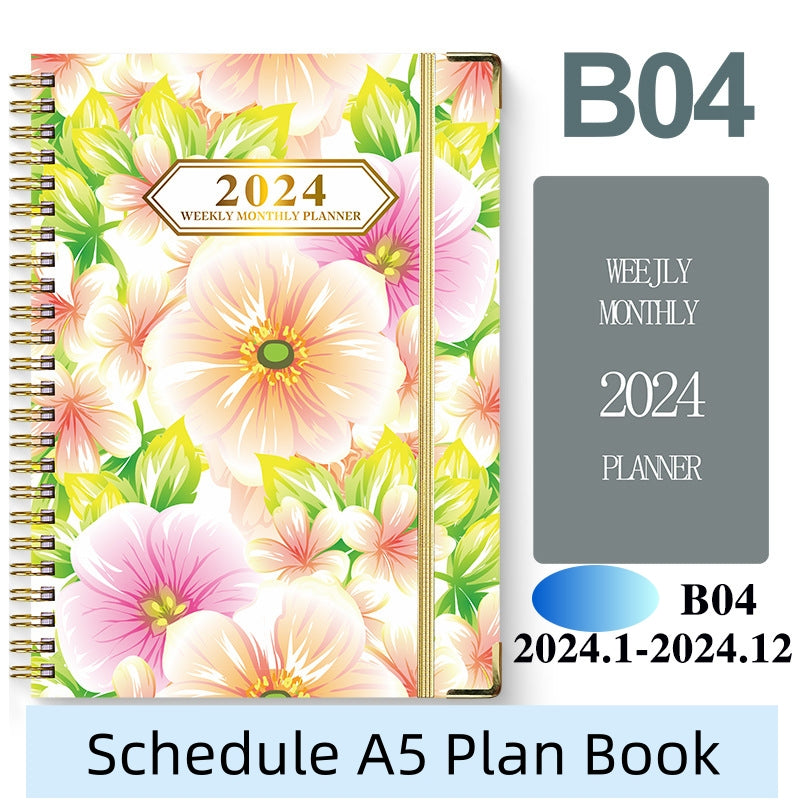 A5 English Schedule Planner Notebook w/ Coil Binding & Divider Pages