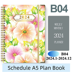 A5 English Schedule Planner Notebook w/ Coil Binding & Divider Pages