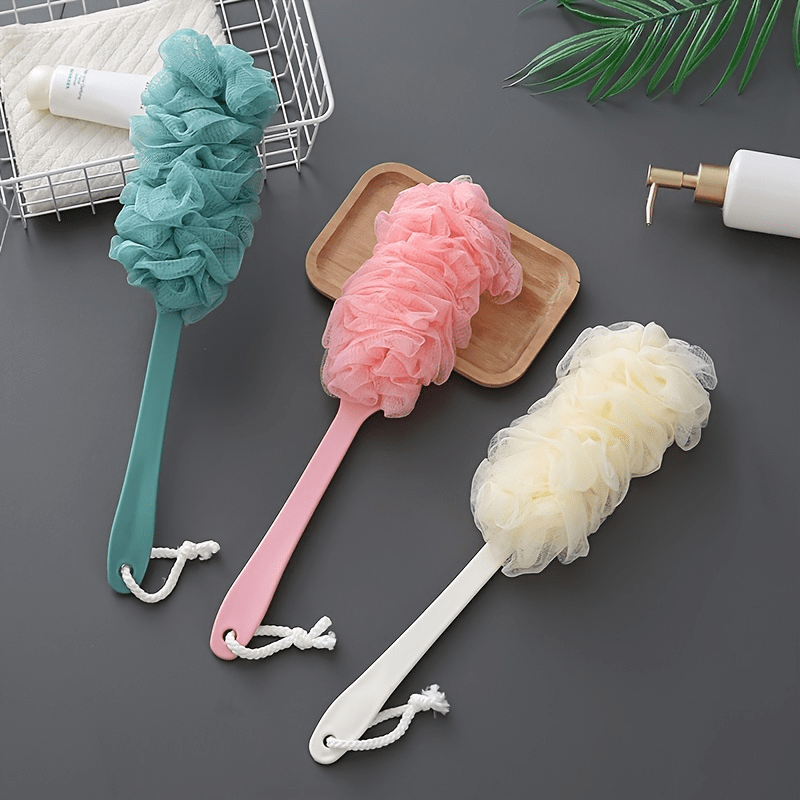 Long Handle Mesh Bath Brush Exfoliating Massage Sponge