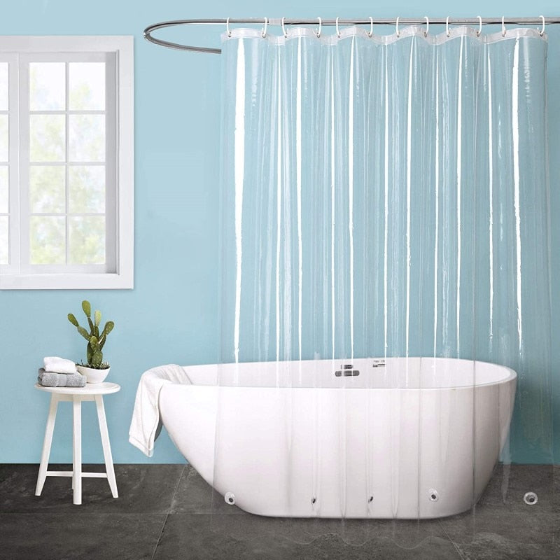 Transparent Shower Curtain Waterproof Curtain Rust Resistant Hooks
