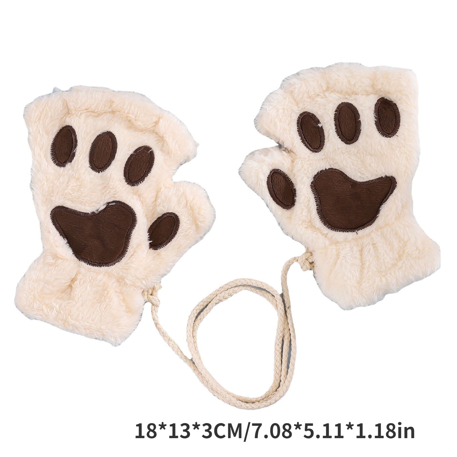 Girls Cat's Paw Gloves Soft Plush Half Finger Gloves Winter Warm Keeping Gloves