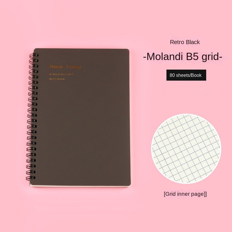 B5 Grid Coil Morandi Notebook Retro PP Hot Cover Student Prize