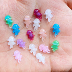 Mini Jellyfish Resin Figurine Crafts Flatback Ornament Jewelry Making