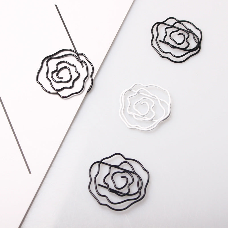 12pcs Mini Rose Flower Shaped Metal Paper Clips Memo Photo Binder Clip