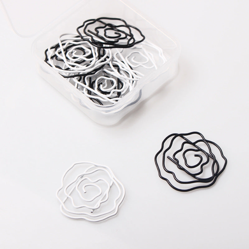 12pcs Mini Rose Flower Shaped Metal Paper Clips Memo Photo Binder Clip