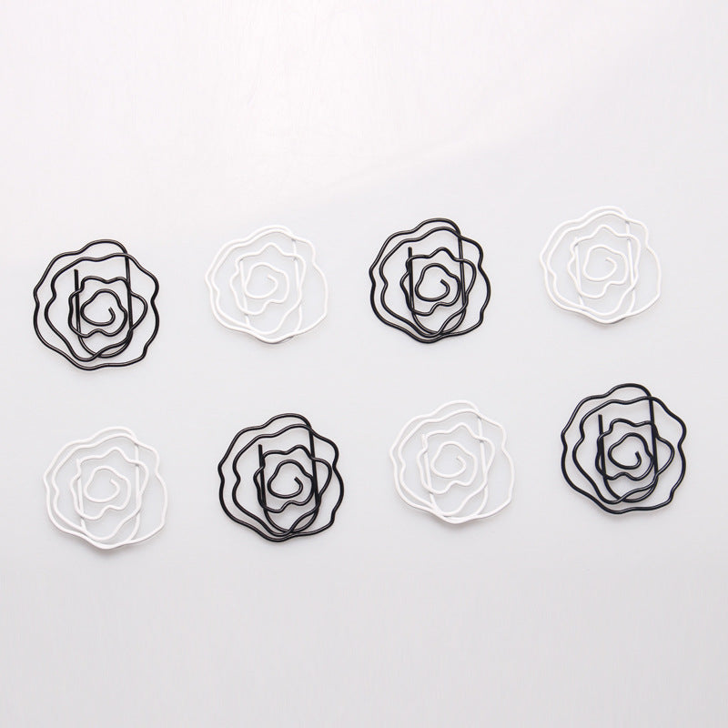 12pcs Mini Rose Flower Shaped Metal Paper Clips Memo Photo Binder Clip