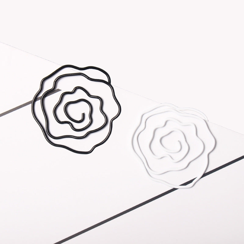 12pcs Mini Rose Flower Shaped Metal Paper Clips Memo Photo Binder Clip