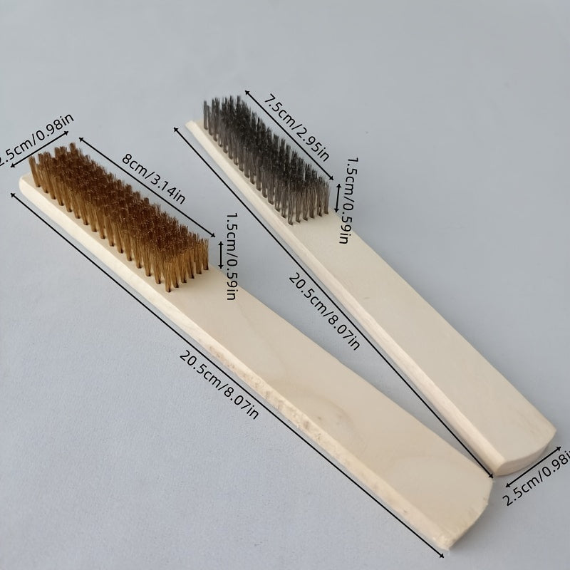 Copper & Stainless Steel Wire Brush Set for Rust Removal & Polishing