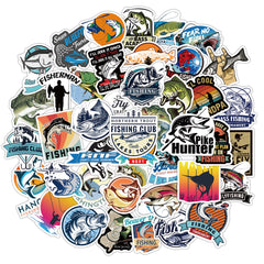50pcs Fishing Stickers Waterproof Vinyl For Teens Outdoor Water Bottle